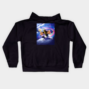 Space Pizza Sloth On Pug Unicorn Kids Hoodie